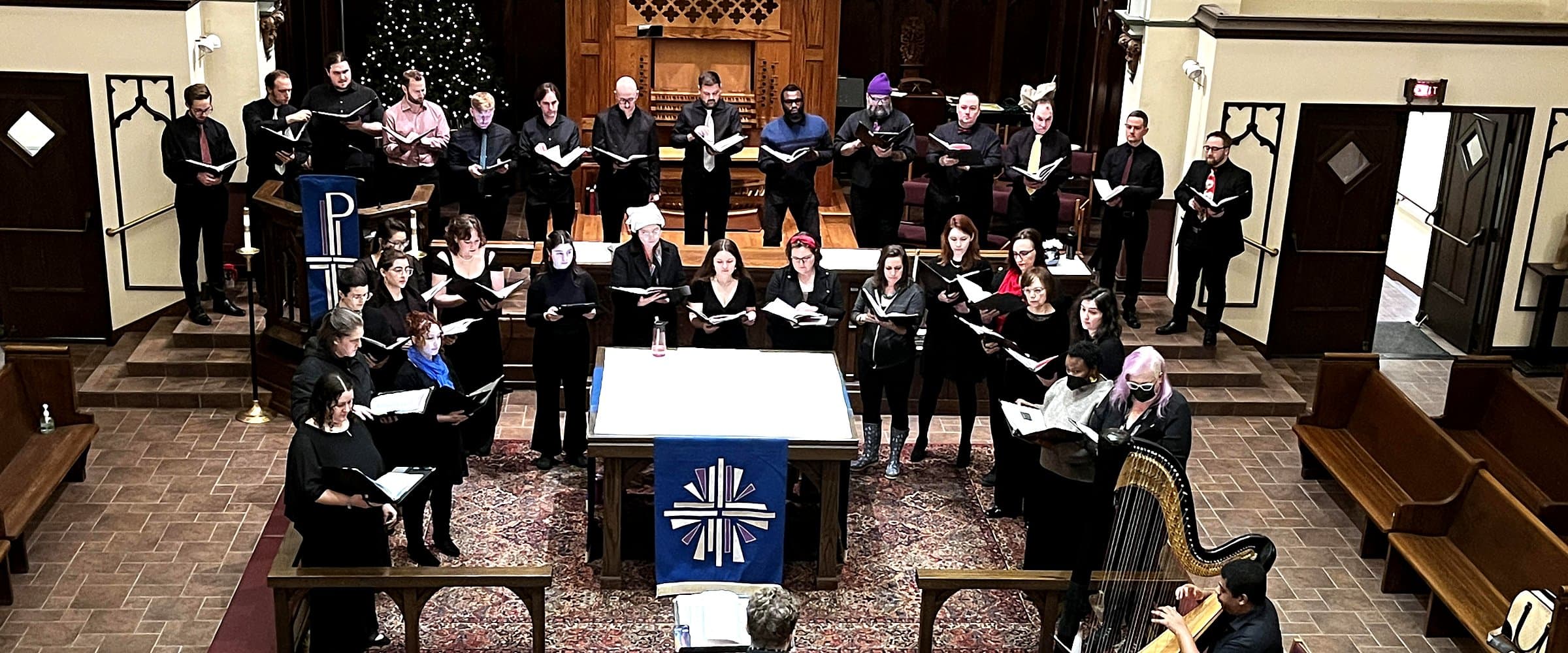 Vox Venti in concert in Chicago, with choir and harp
