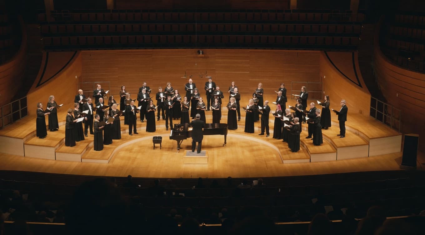 William Baker Festival Singers on the concert stage at Helzberg Hall